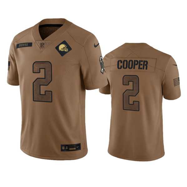 Men%27s Cleveland Browns #2 Amari Cooper 2023 Brown Salute To Service Limited Football Stitched Jersey Dyin